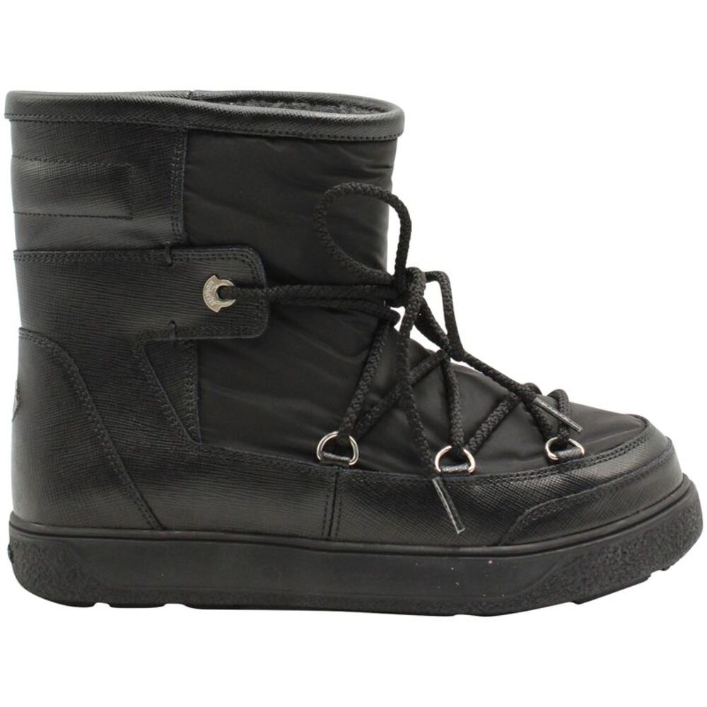 Moncler Fanny Lace-Up Snow Boots in Black Leather